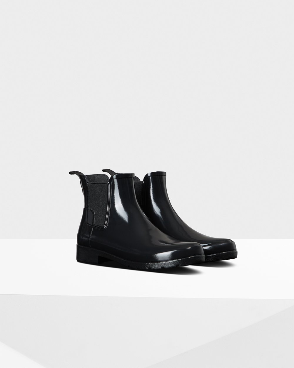 Bottes Chelsea Hunter Refined Gloss Slim Fit Femme Noir BOXWDMY-27